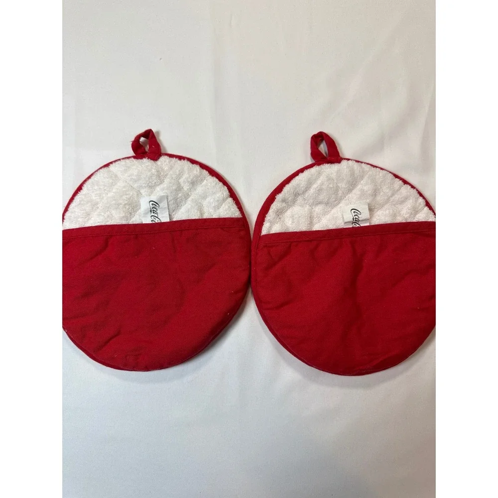 Vintage Coca-Cola Kitchen Set 2 Pot Holders and 1 Hand Towel Red Retro Coke